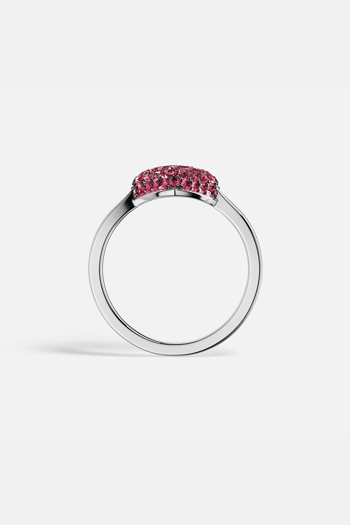 APM MONACO heart-shaped ring in silver with fuchsia stones