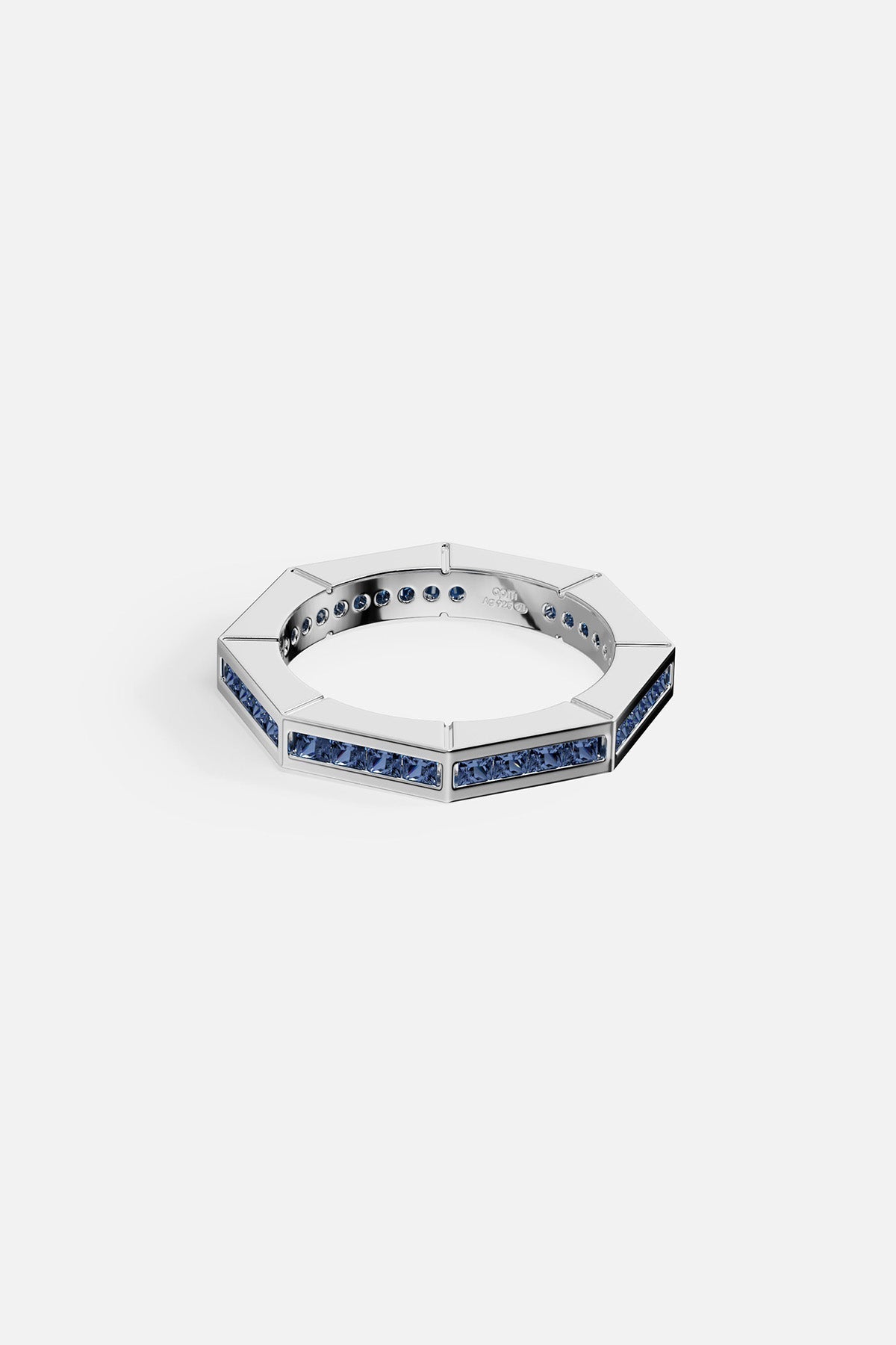 APM Monaco Bague Géométrique Pavé Bleue