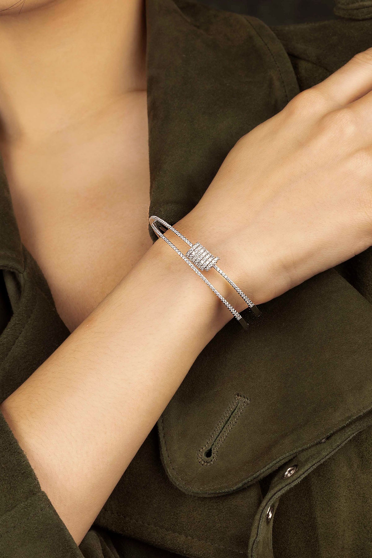 Bracelet Jonc Double avec Anneaux Coulissants - APM Monaco