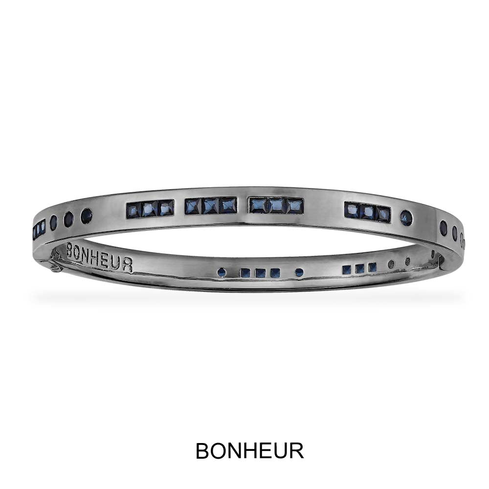 Bracelet Jonc Code Morse Bonheur Bleu - APM Monaco