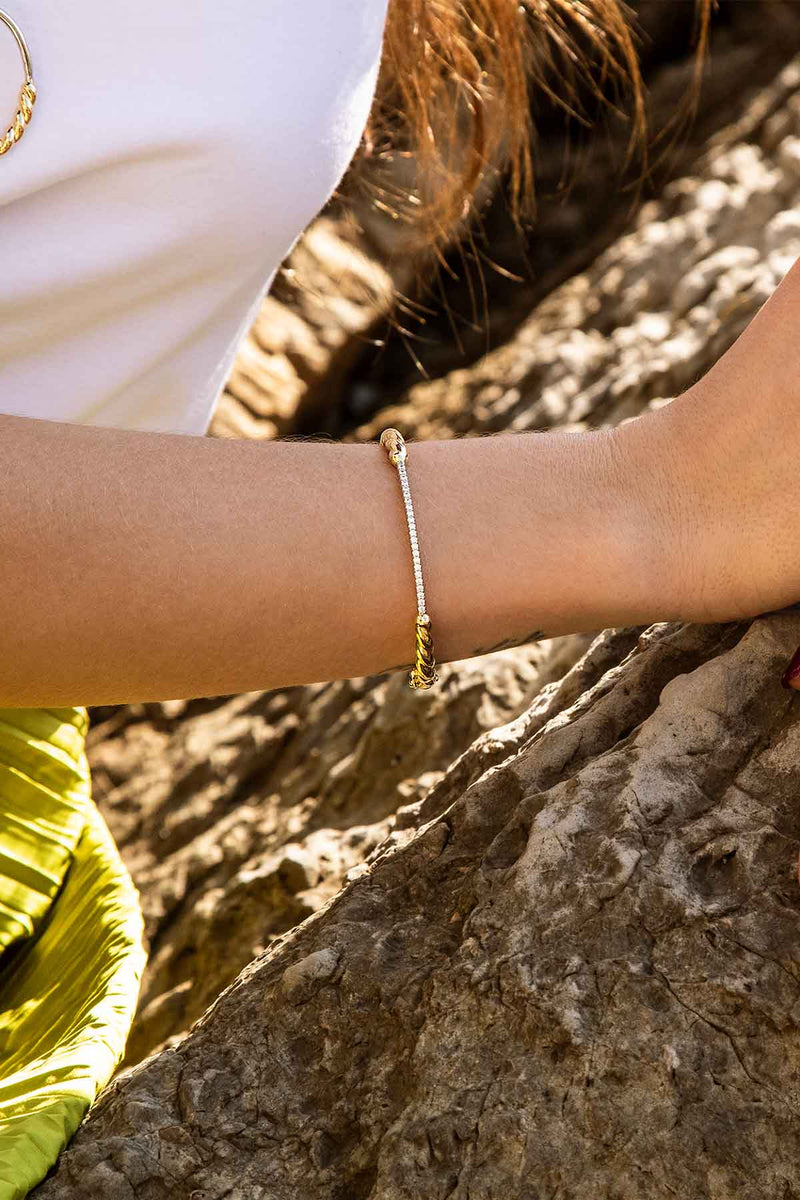 APM Monaco Jonc Twist Pavé en Argent
