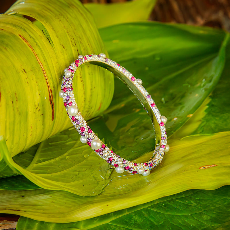 Jonc Pavé Fuchsia avec Perles