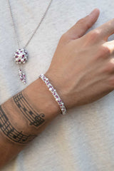 APM Monaco Jonc Pavé Fuchsia avec Perles 