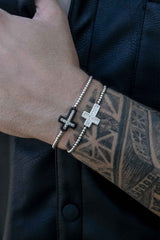 APM Monaco Bracelet Croix Noire en Argent