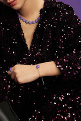 APM Monaco Bracelet Ajustable Carré Violet en Argent