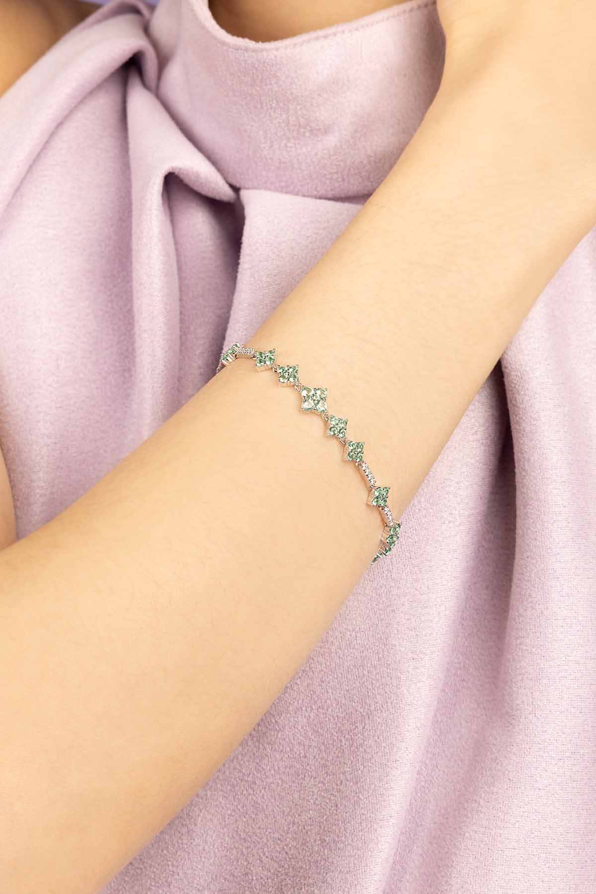 APM Monaco Bracelet Éclat Vert Pastel en Argent