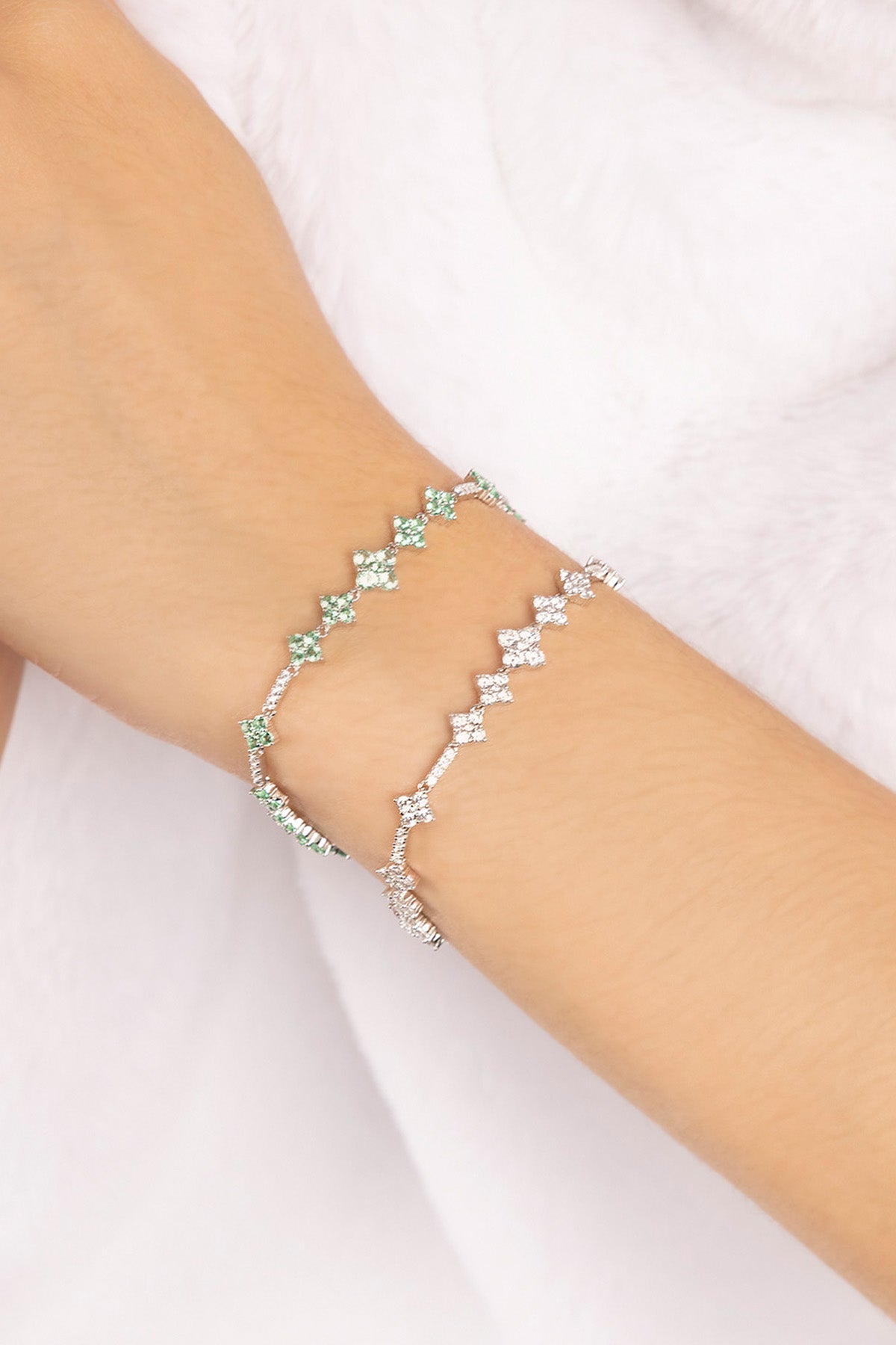 APM Monaco Bracelet Éclat Vert Pastel en Argent
