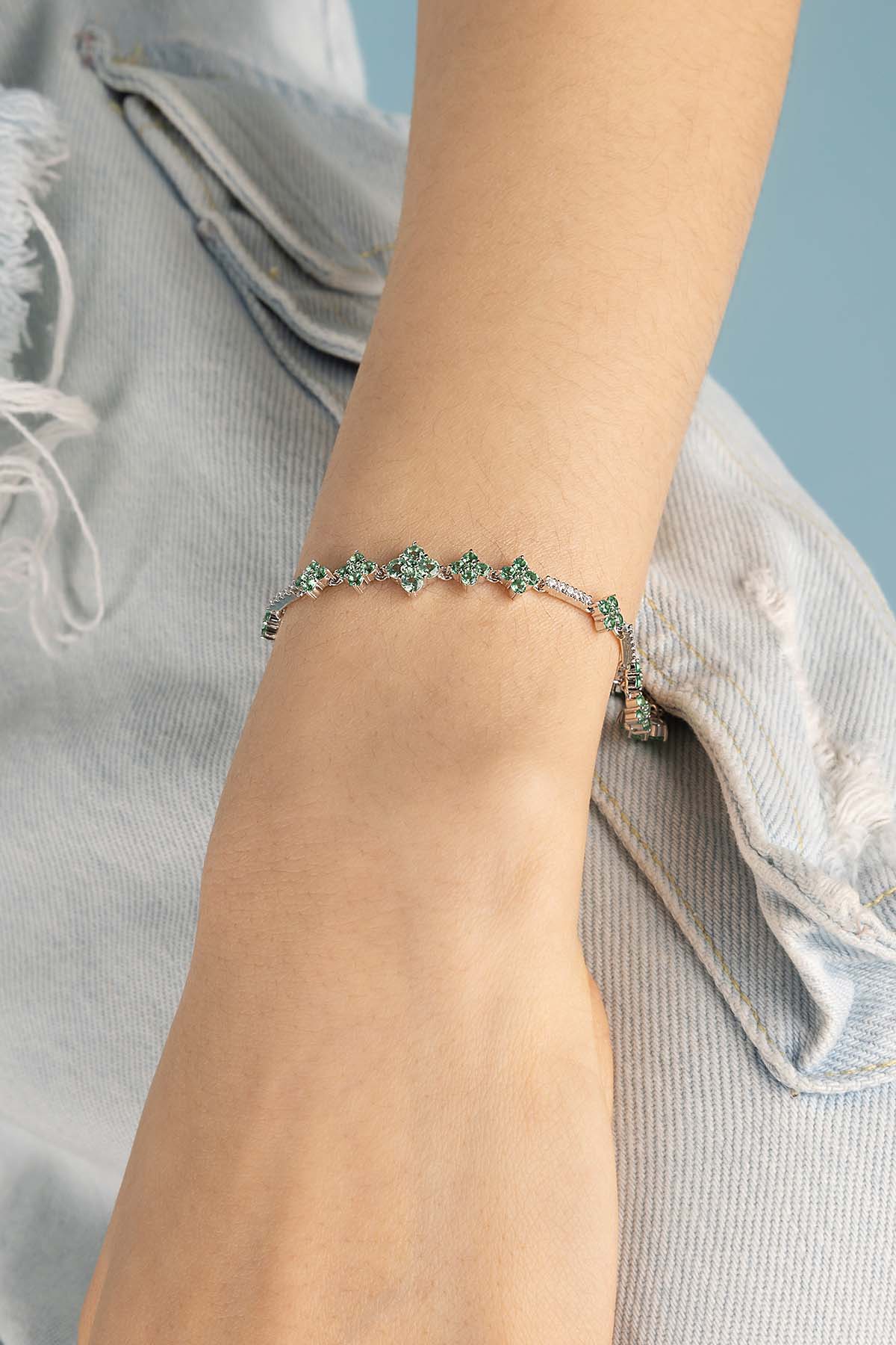 APM Monaco Bracelet Éclat Vert Pastel en Argent