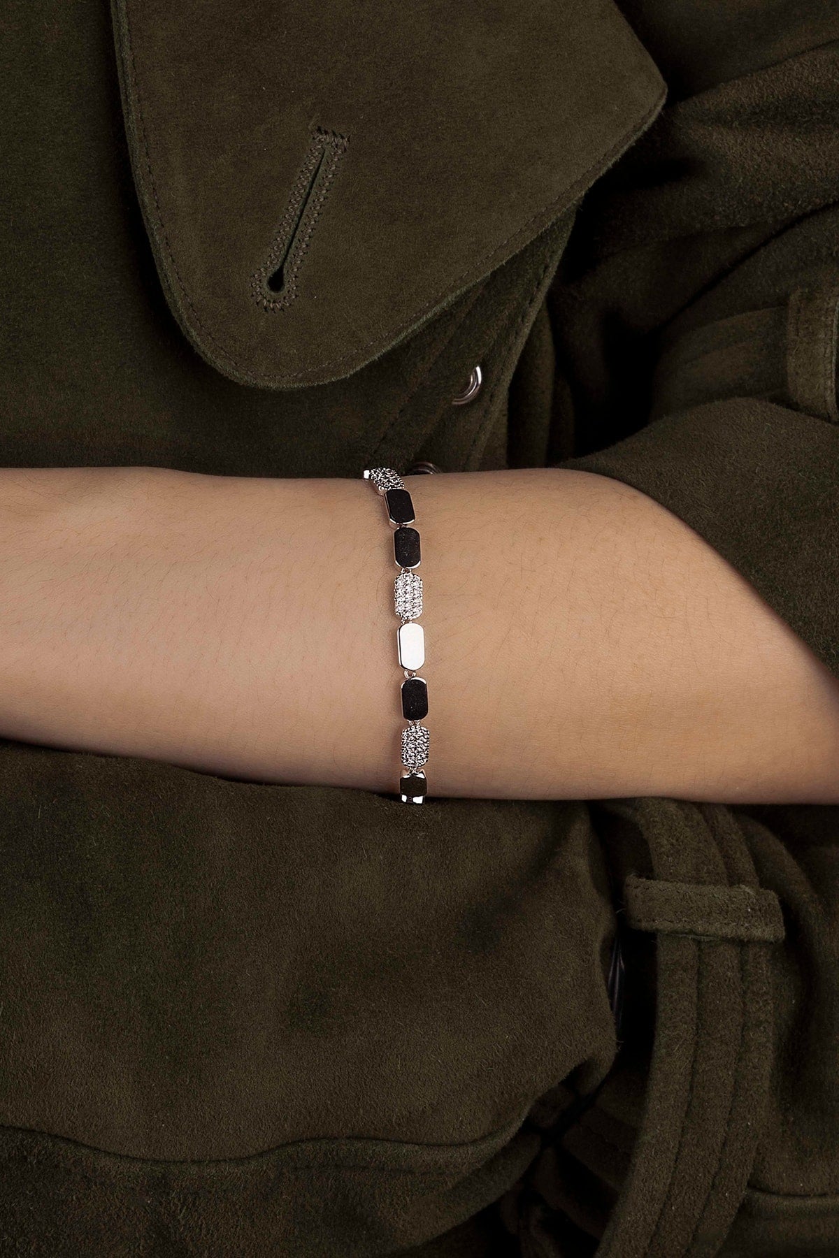 APM Monaco Bracelet Argent Pavé en Argent