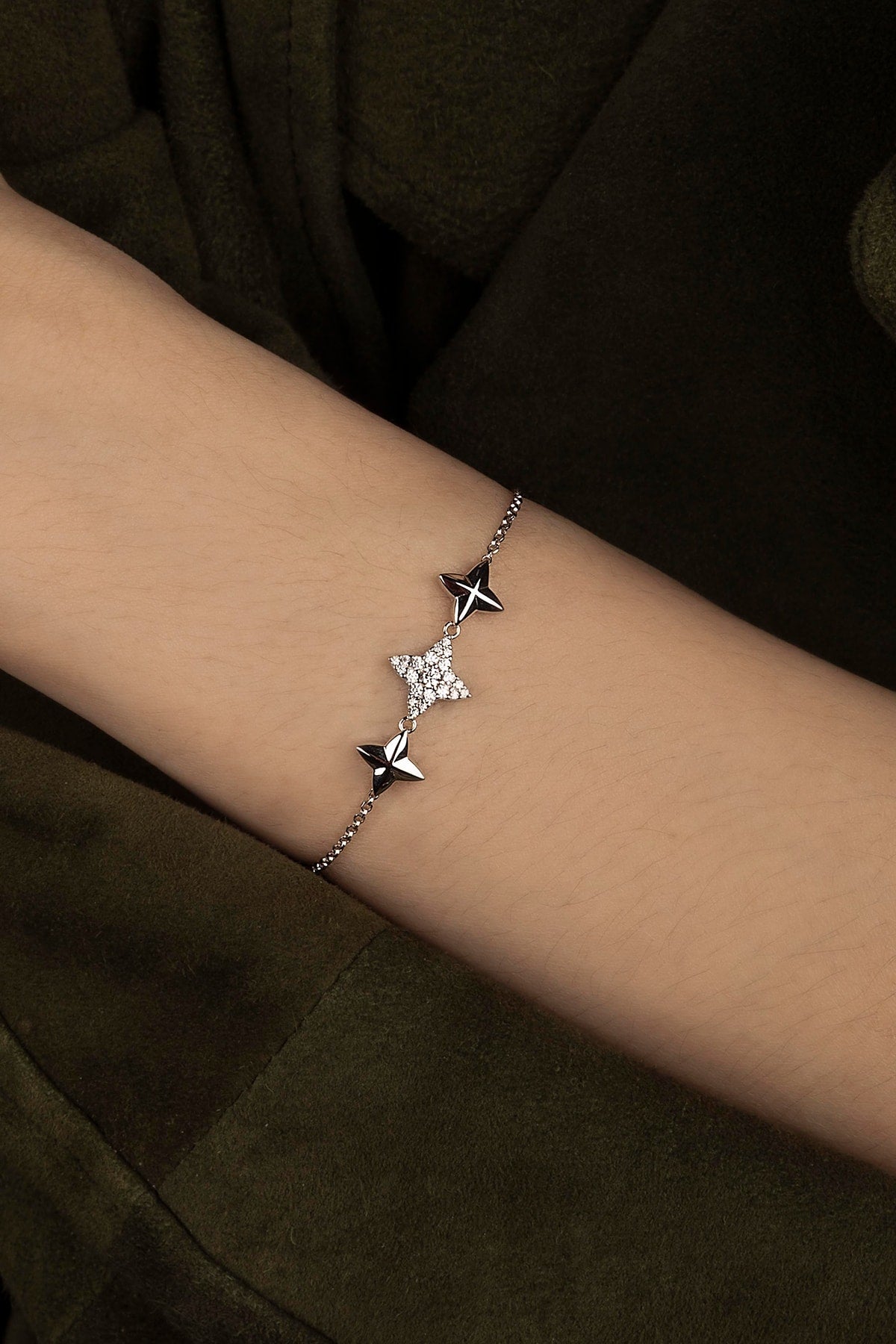 Bracelet Ajustable Triple Météorites Argent APM Monaco en argent