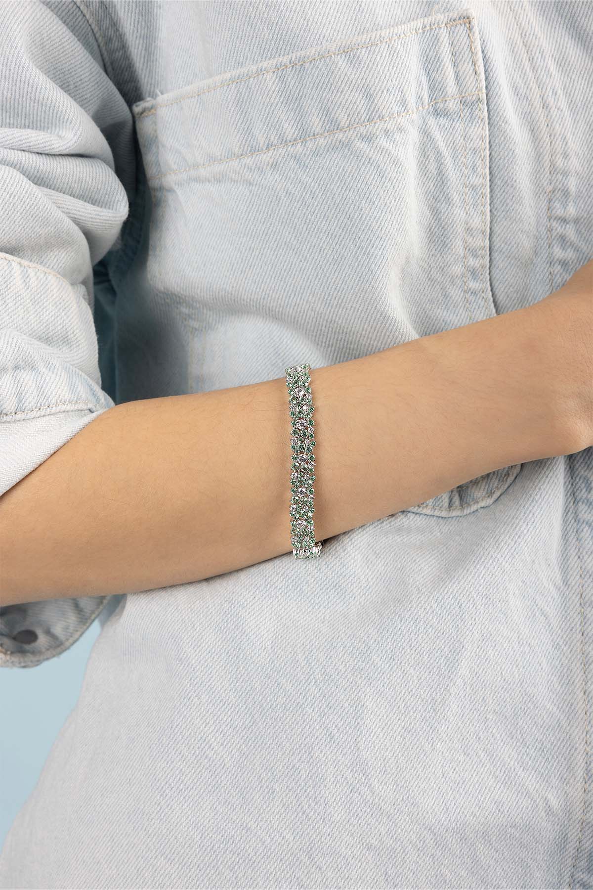 APM Monaco Bracelet Goutte Vert Pastel en Argent