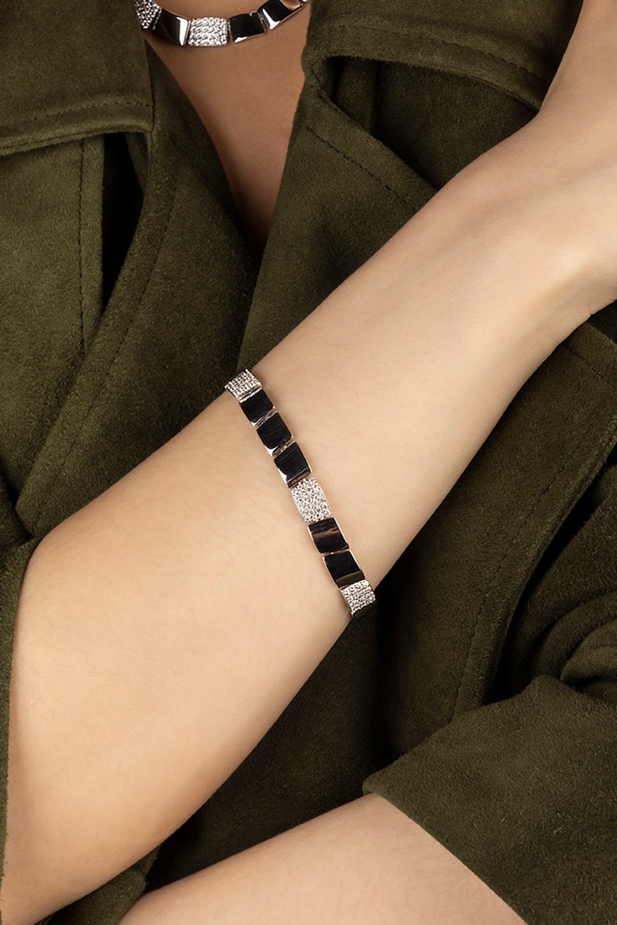 APM Monaco Bracelet Pavé en Argent