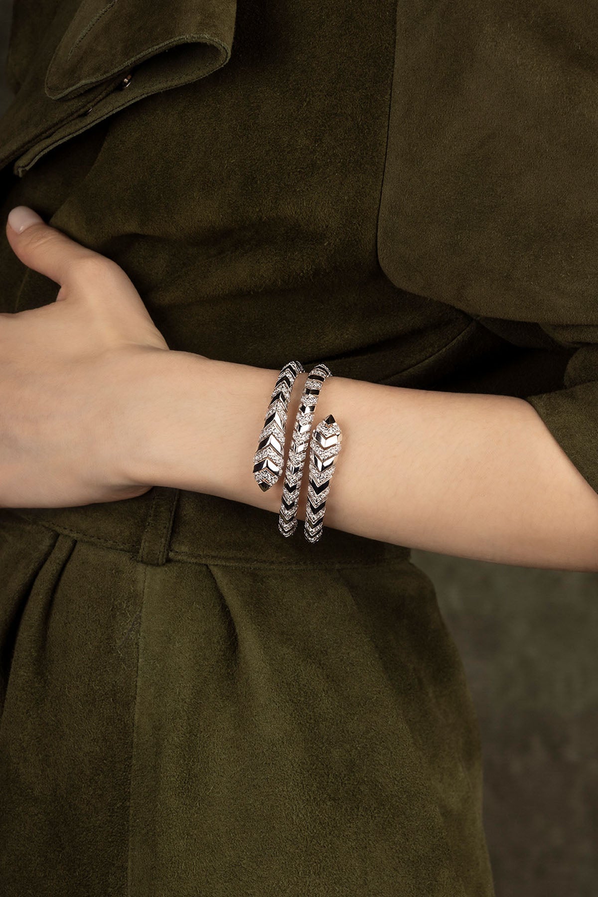 APM Monaco Jonc Double Wrap Kaa en Argent
