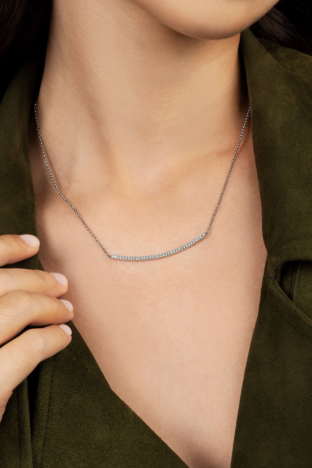 Collier Ajustable Arc Serti APM Monaco en Argent