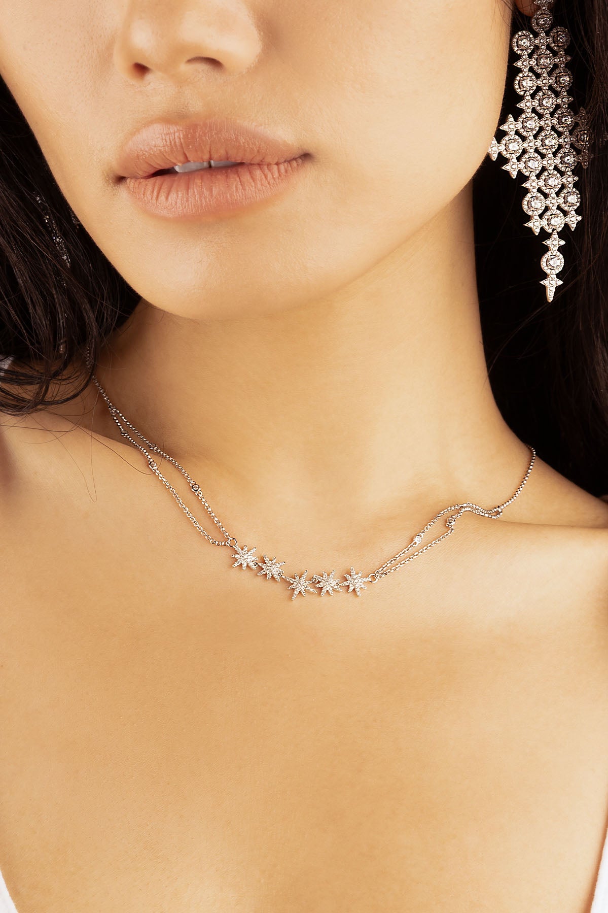 Collier Ajustable Météorites Double Chaîne APM Monaco en argent
