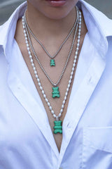 APM Monaco Collier Ajustable Yummy Bear Mint XL (clip) avec Perles en Argent