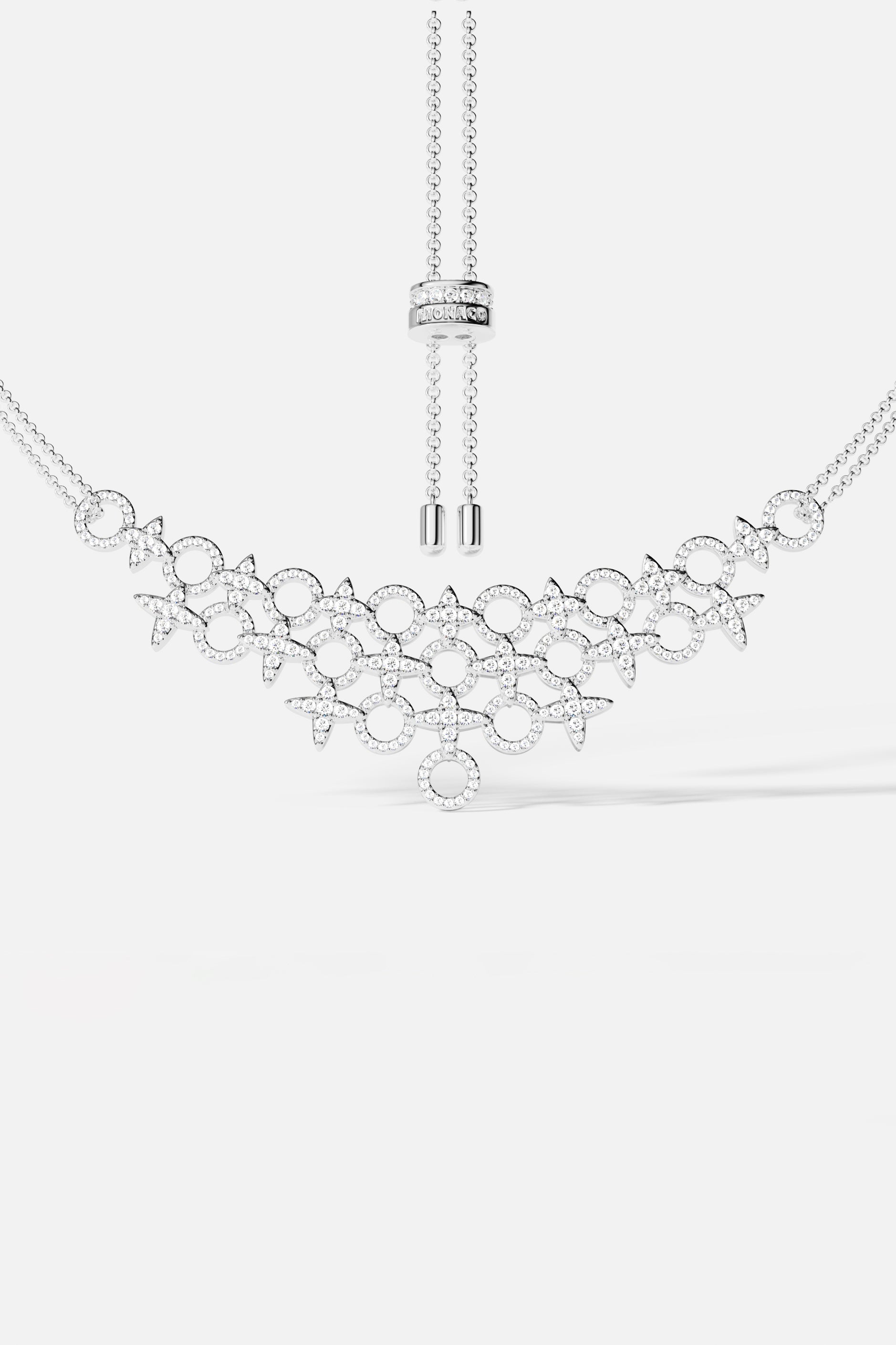 Collier Ajustable Double Chaîne Météorites et Cercles