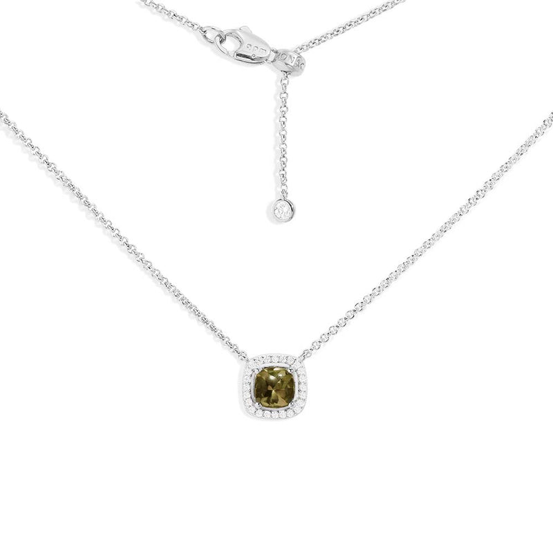 Collier Ajustable Pierre Carrée Kaki