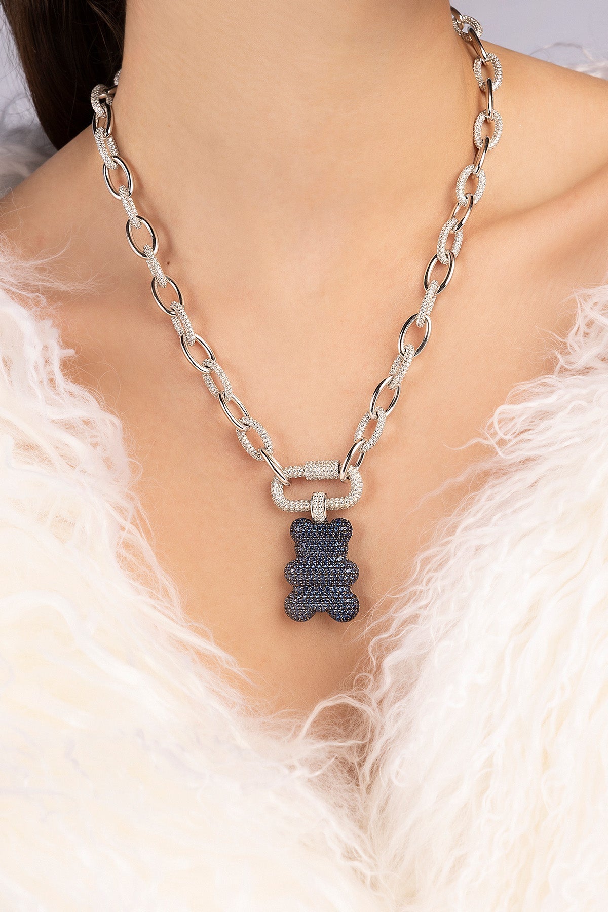 APM Monaco Collier Ajustable Chaîne Yummy Bear Master Baba en Argent