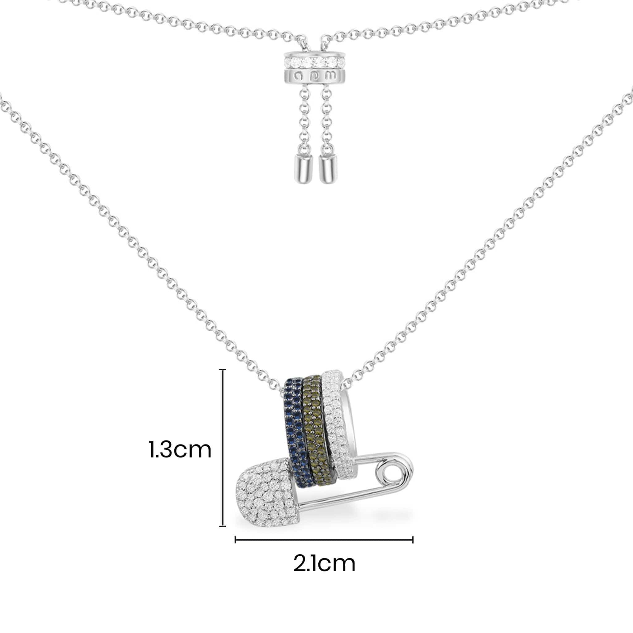 Collier Ajustable Épingle à Nourrice Kaki et Bleu