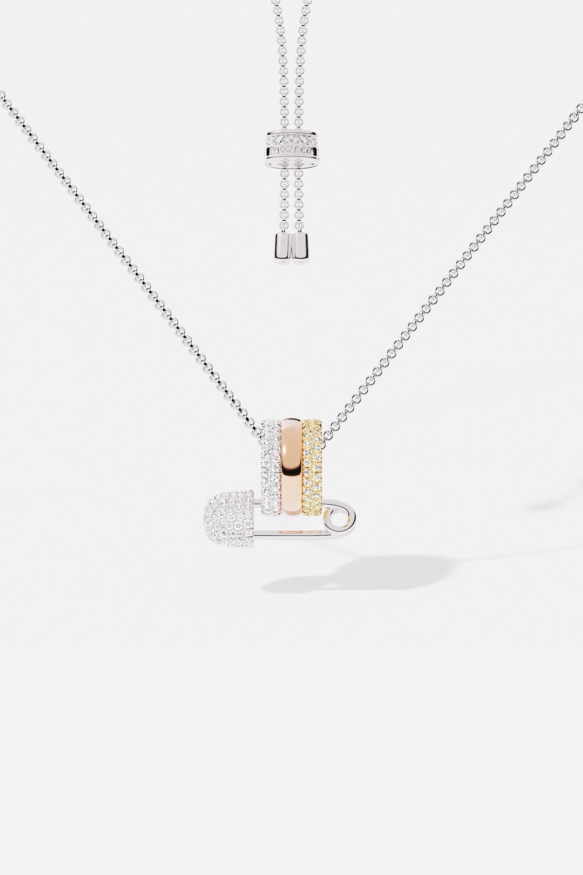 APM Monaco Collier Ajustable Épingle Multicolore en Argent