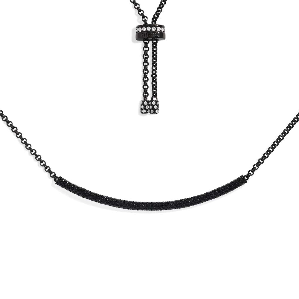 Collier Ajustable Pavé Noir - APM Monaco