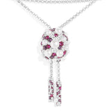 Collier Ajustable Disco Fuchsia avec Perles