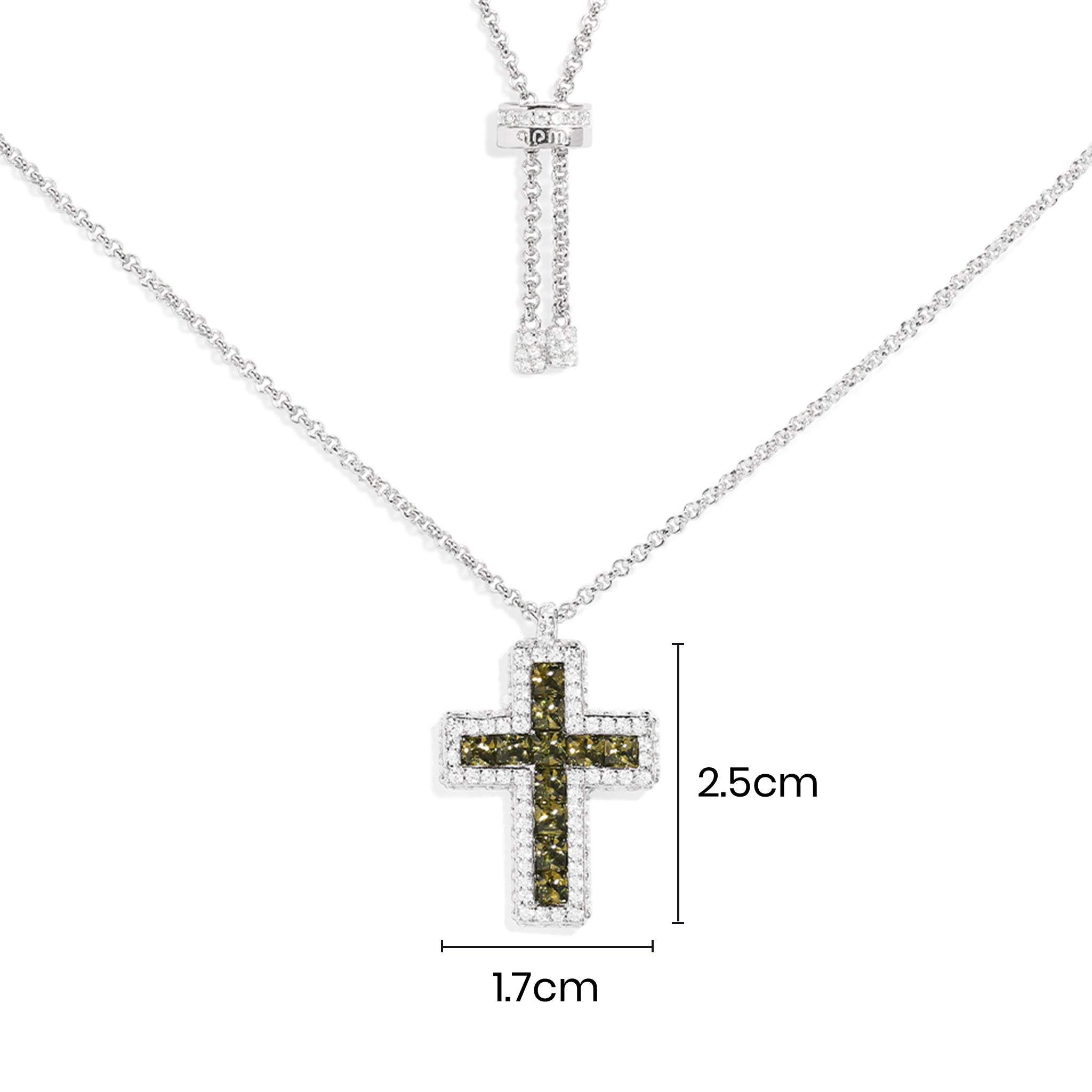 Collier Ajustable Croix Pavé Kaki - APM Monaco