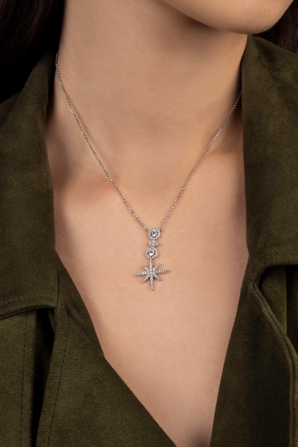 Collier Ajustable Météorites & Cercles Pavé APM Monaco en argent