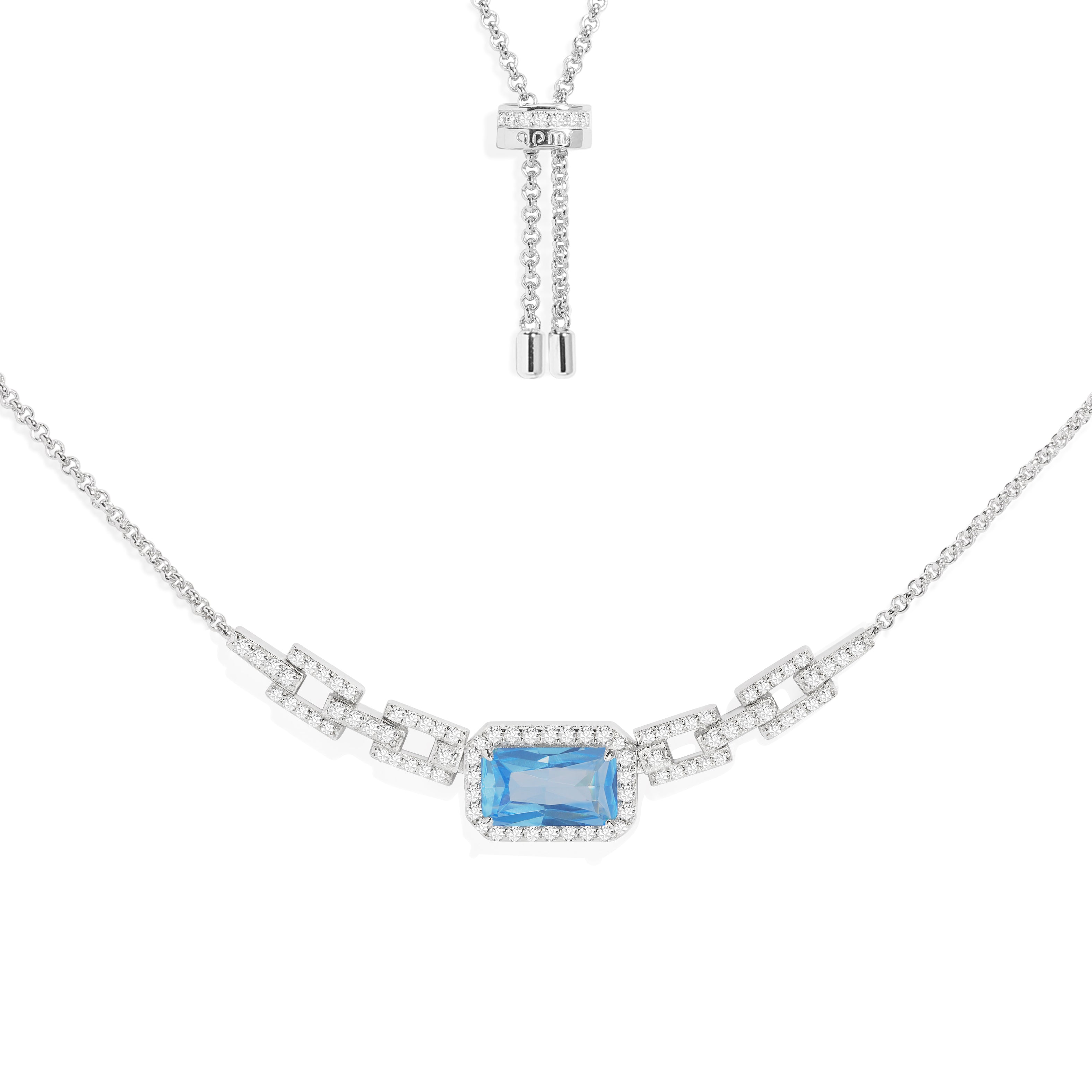 Collier Chaîne Ajustable Pavé Bleu Lagon - APM Monaco