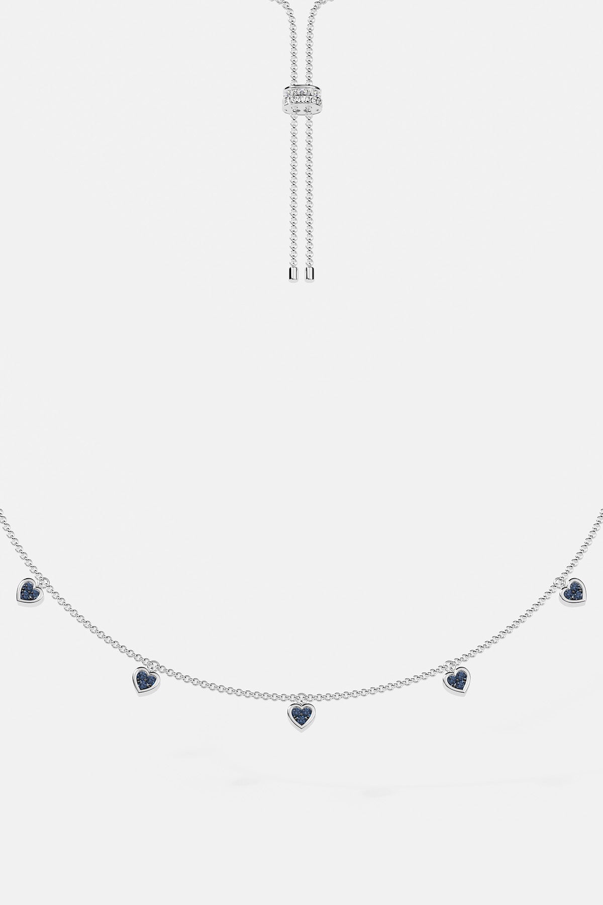 APM Monaco Blue And White Heart Adjustable Necklace in Silver