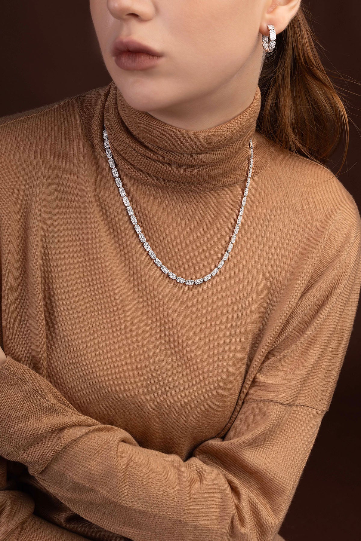 APM Monaco Collier Ajustable Argent Pavé in Silver