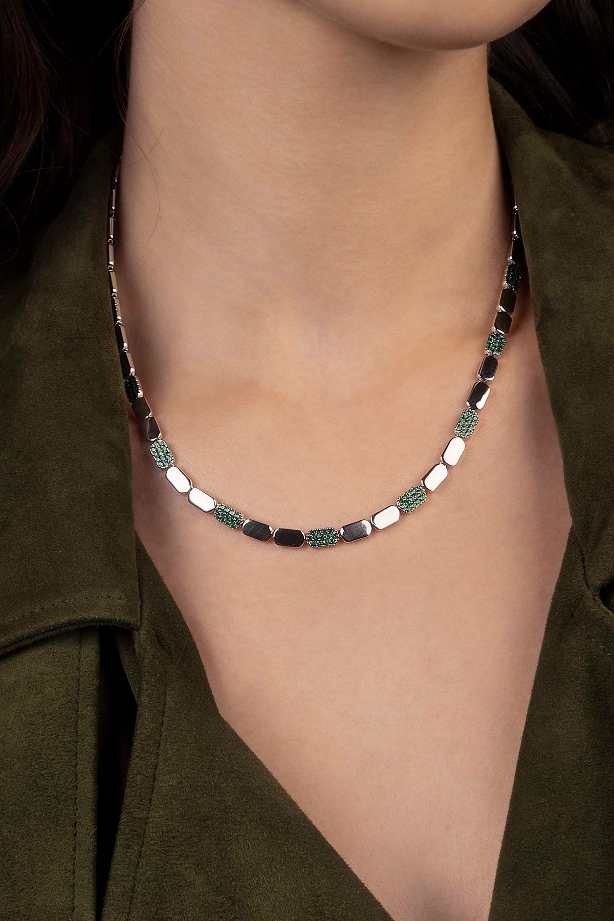 APM Monaco Collier Ajustable Pavé en Argent