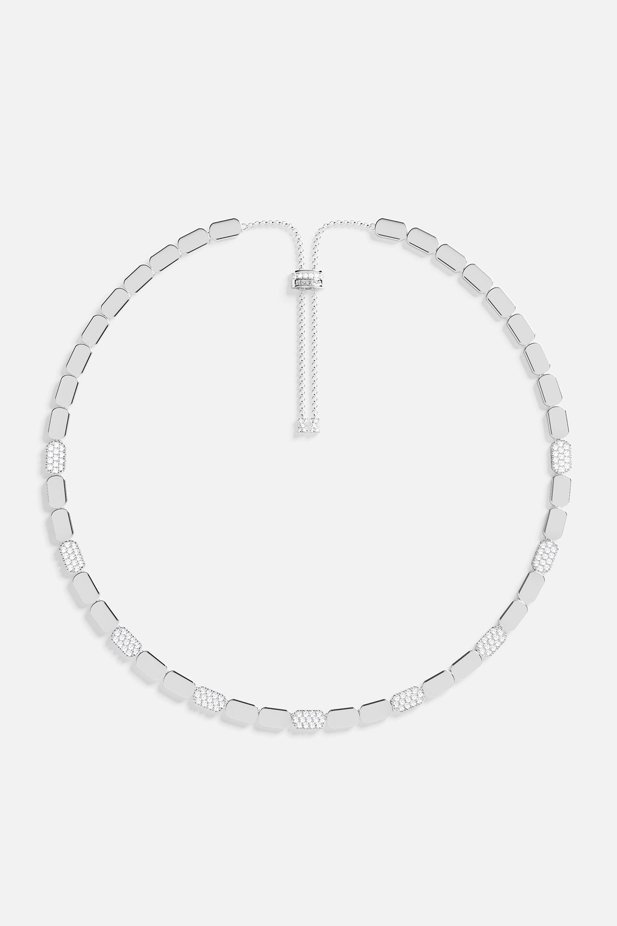 APM Monaco Collier Ajustable Pavé en Argent