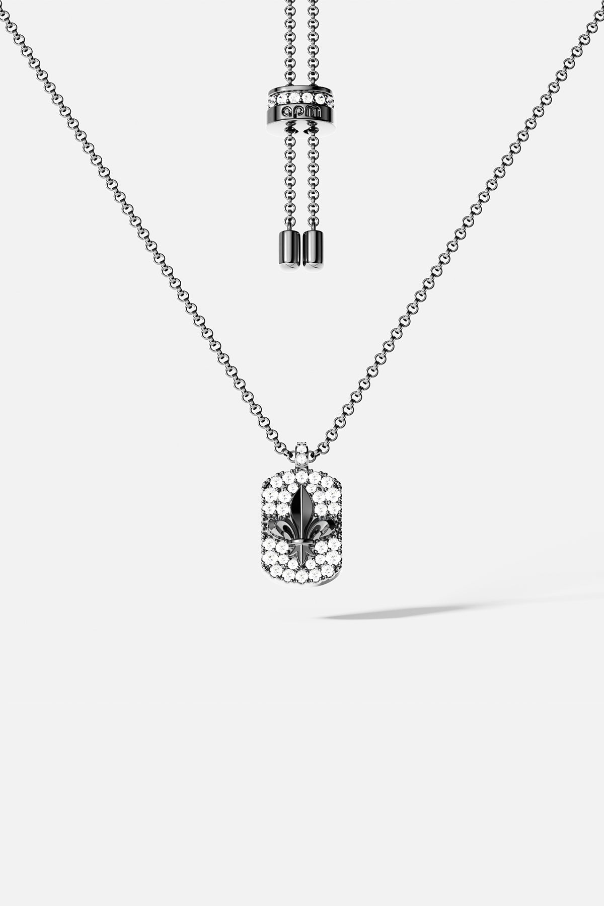 Collier Ajustable Fleur De Lis Pavé