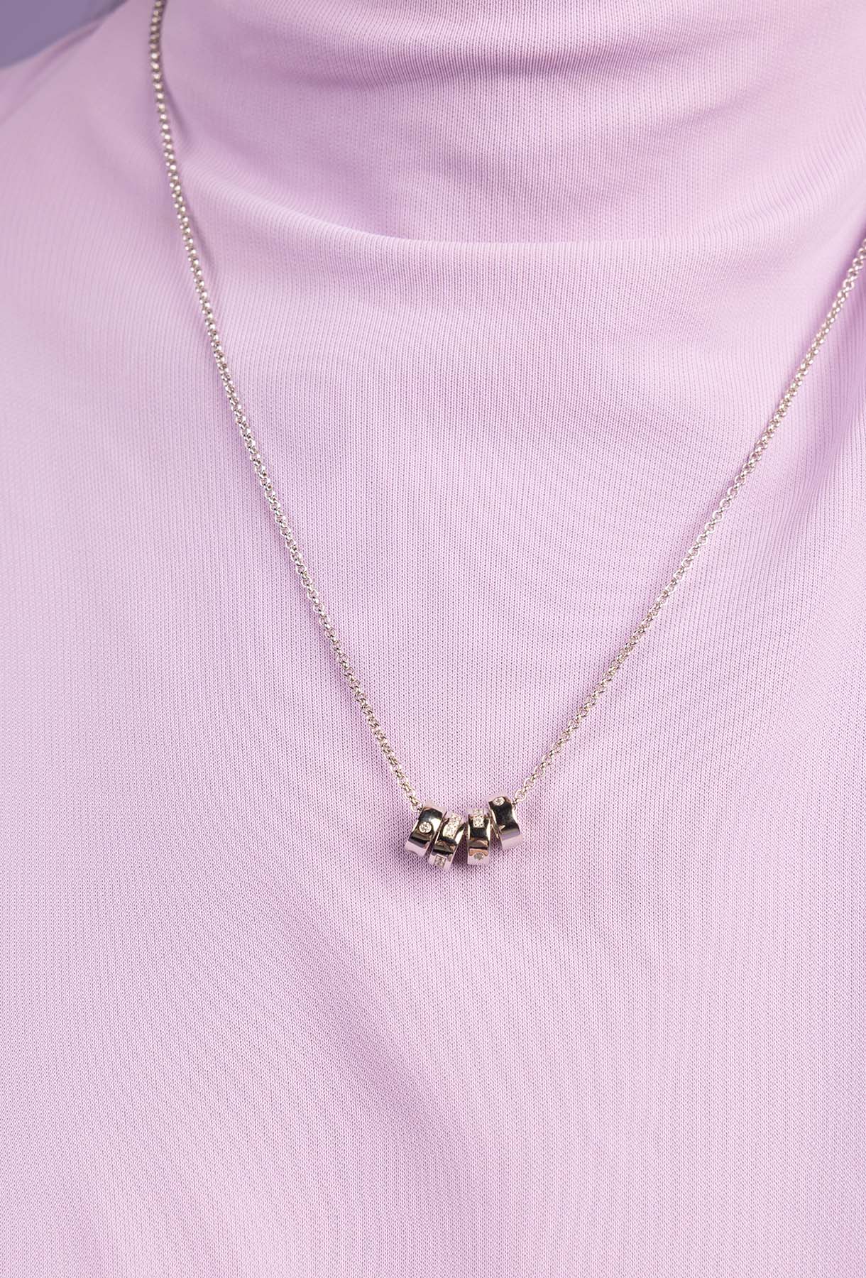 APM Monaco Collier Ajustable Code Morse LOVE en Argent