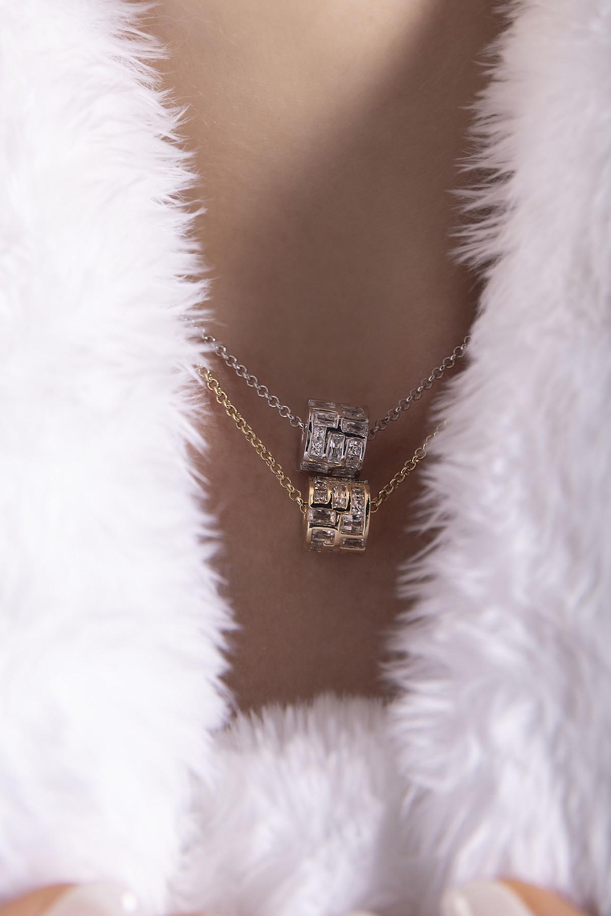 APM MONACO labyrinth adjustable choker in silver on a soft white background