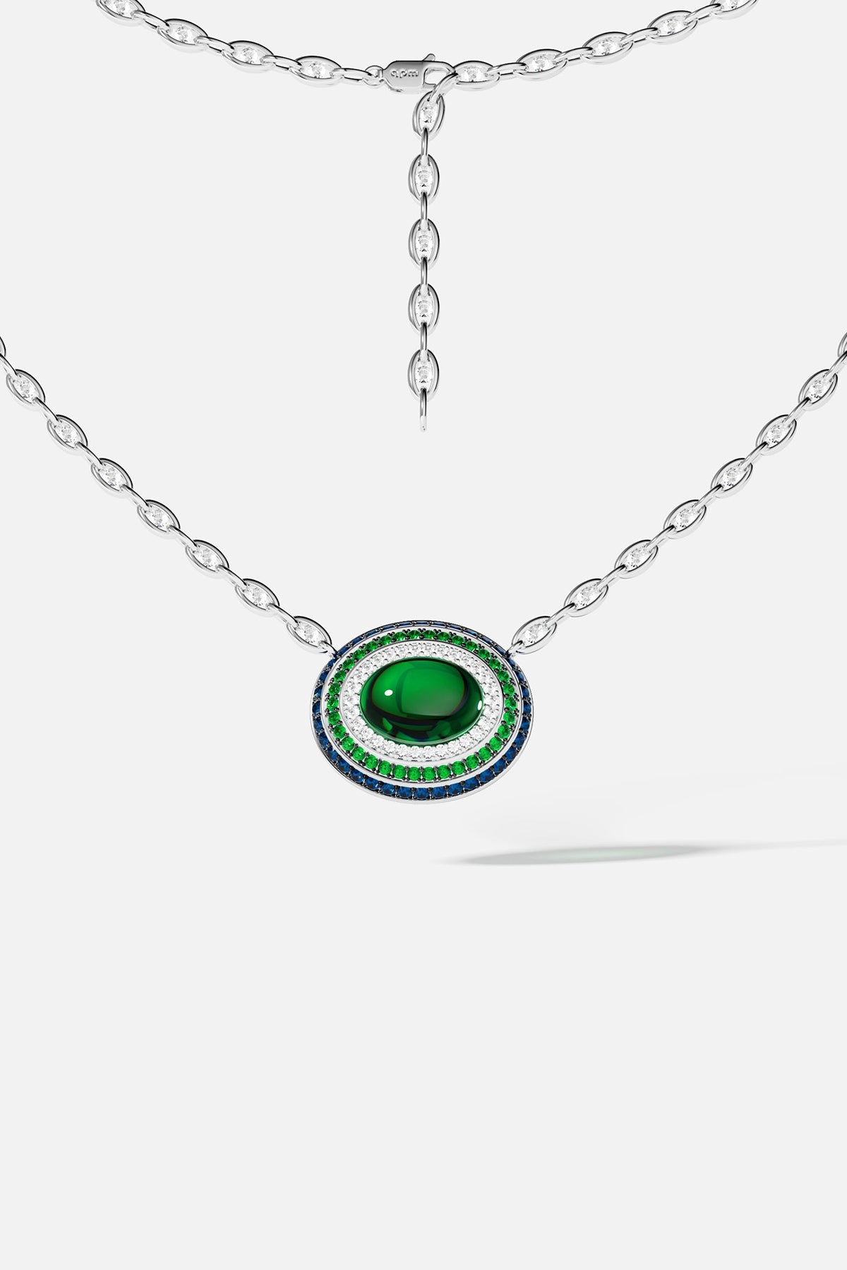 APM Monaco Collier Chaîne Bold Bleu Vert en Argent