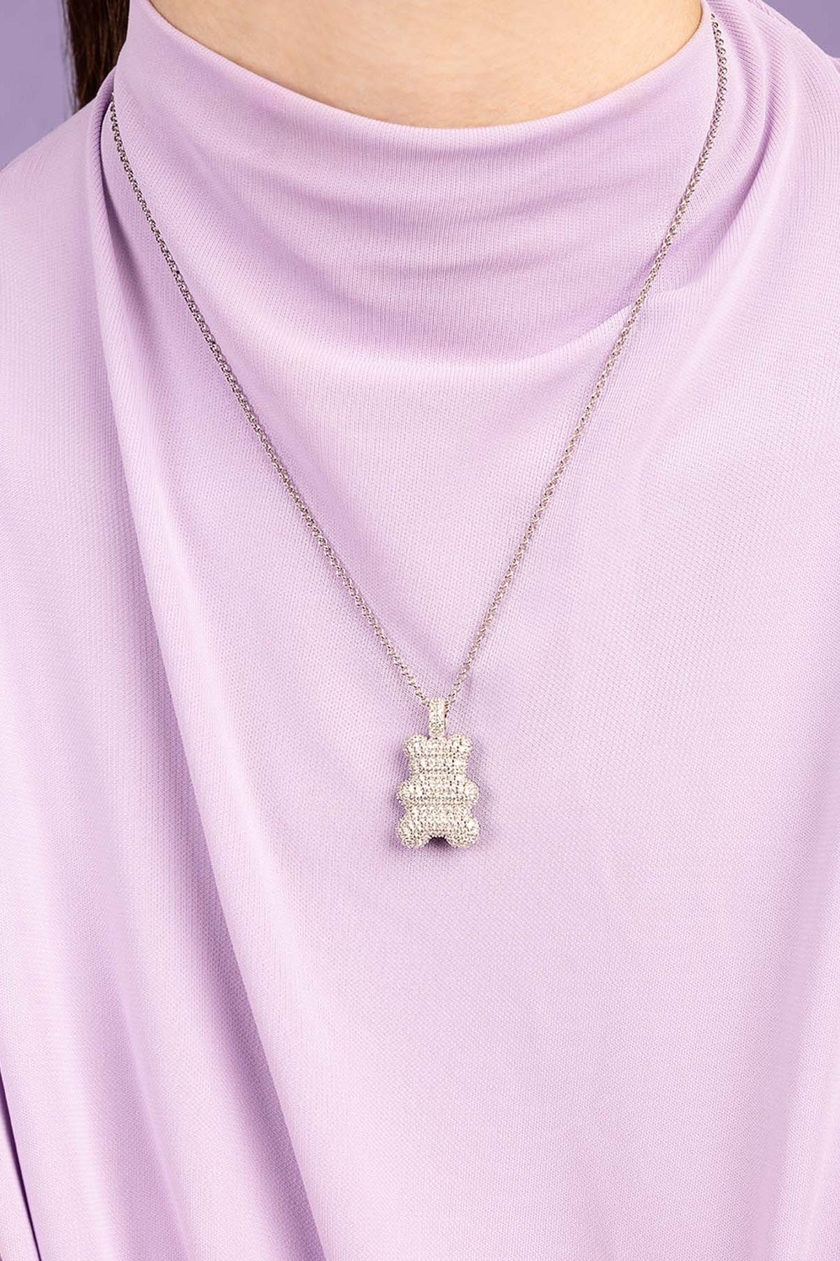 APM Monaco Collier Ajustable Yummy Bear Baba en Argent