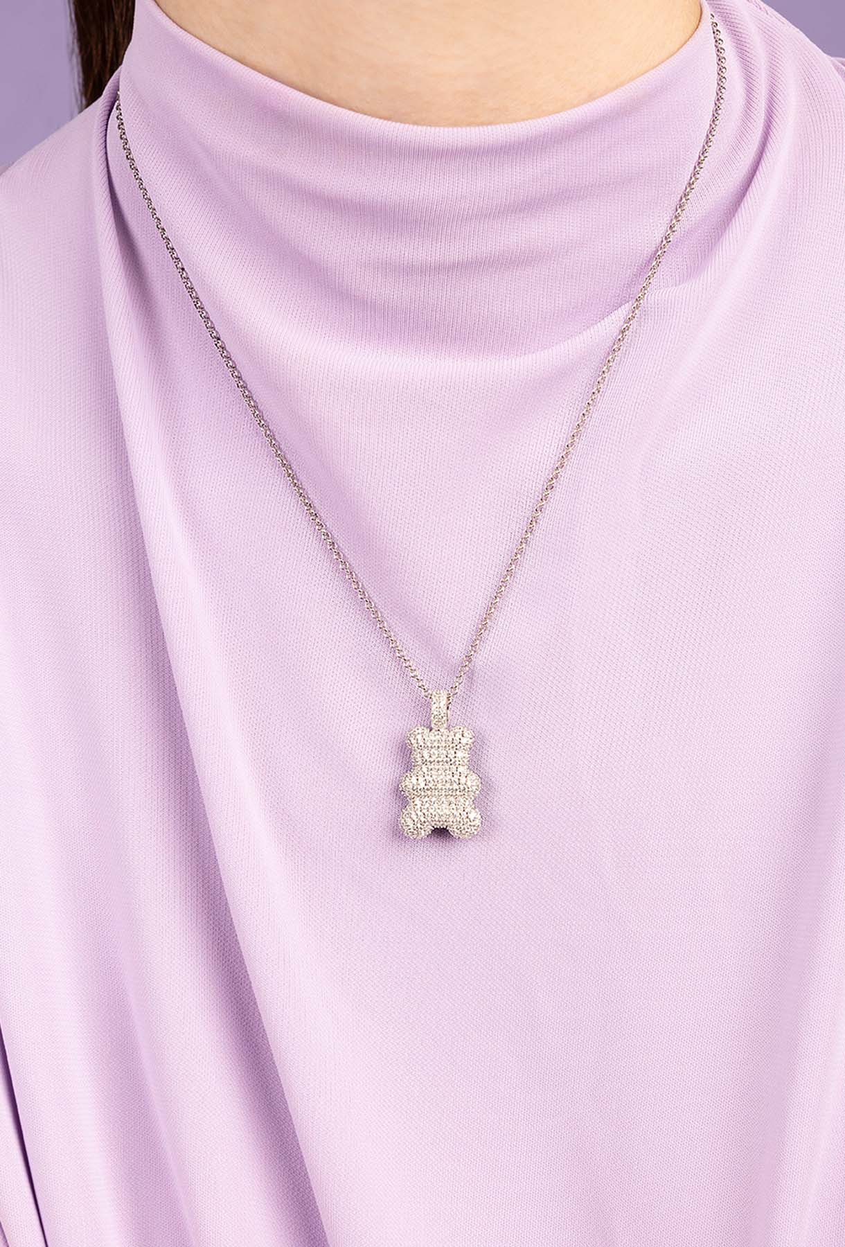 APM Monaco Collier Ajustable Yummy Bear Baba en Argent