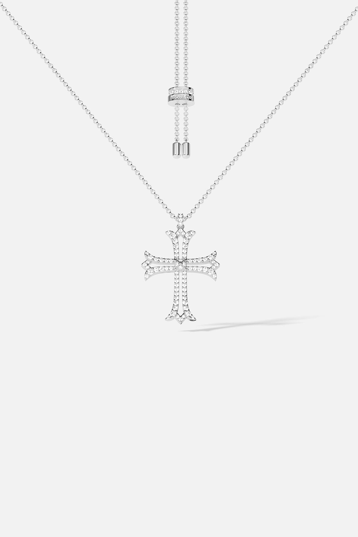 APM Monaco Collier Ajustable Croix en Argent