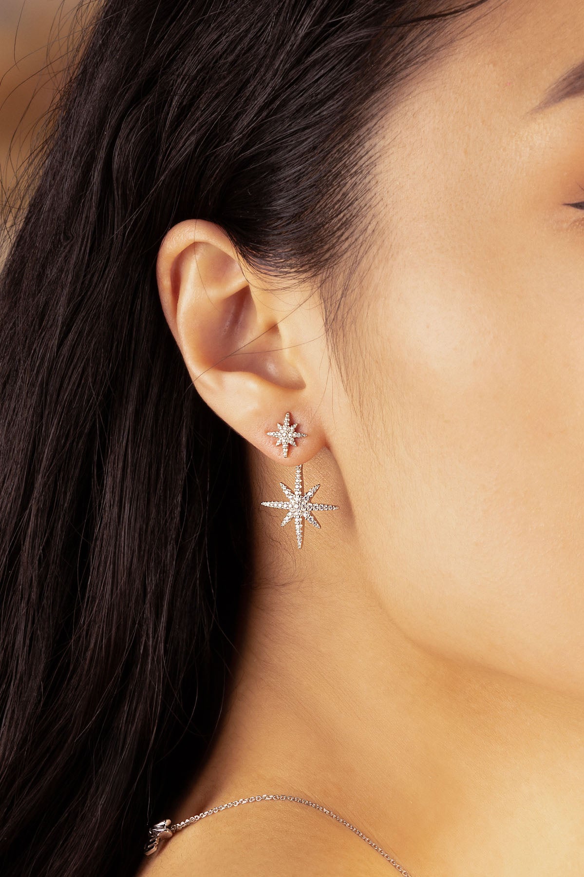 Boucles d'Oreilles Asymétriques Météorites APM Monaco en argent