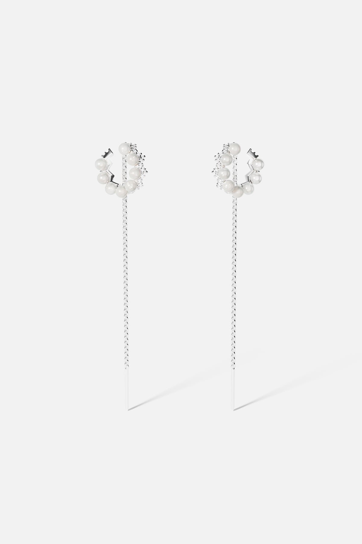 Boucles d'Oreilles Ear cuff Up and Down avec Perles et Chaînes