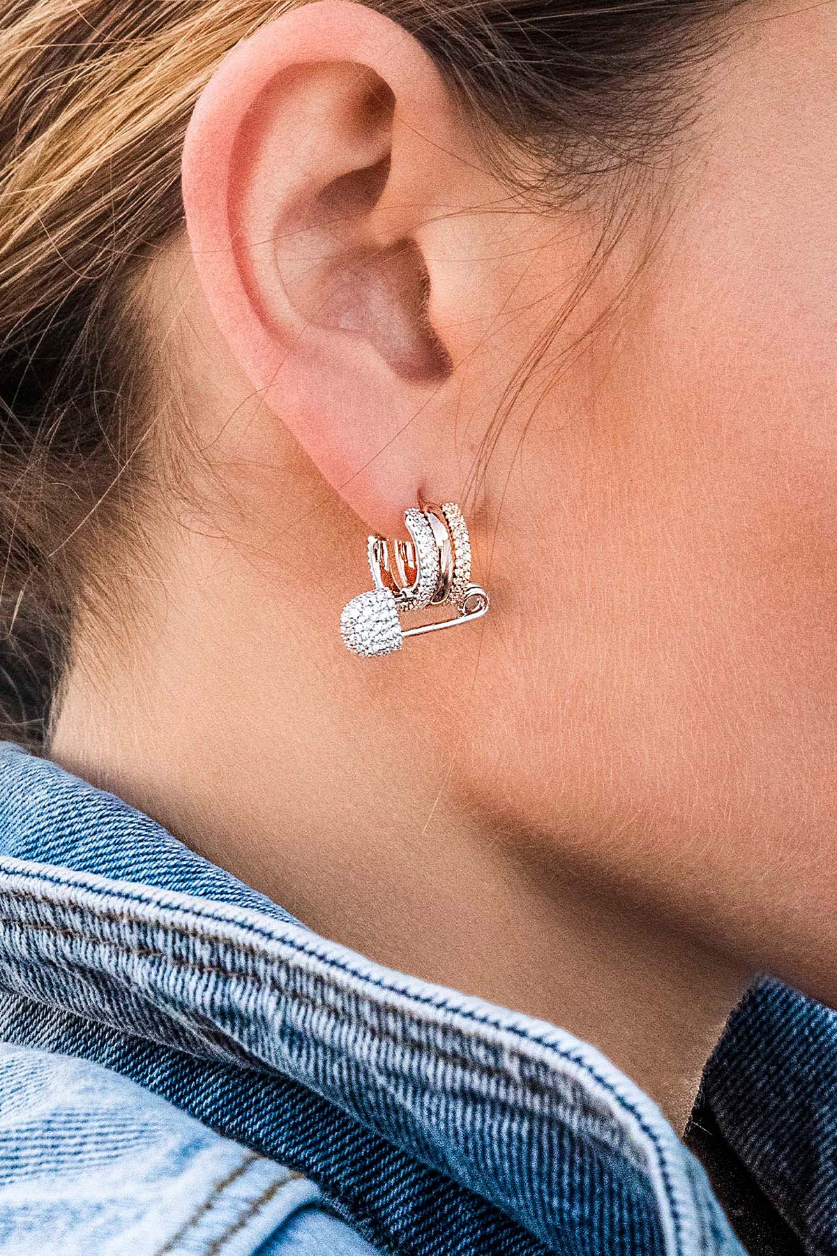 APM Monaco Boucles d'Oreilles Multicolores Épingle à Nourrice en Argent