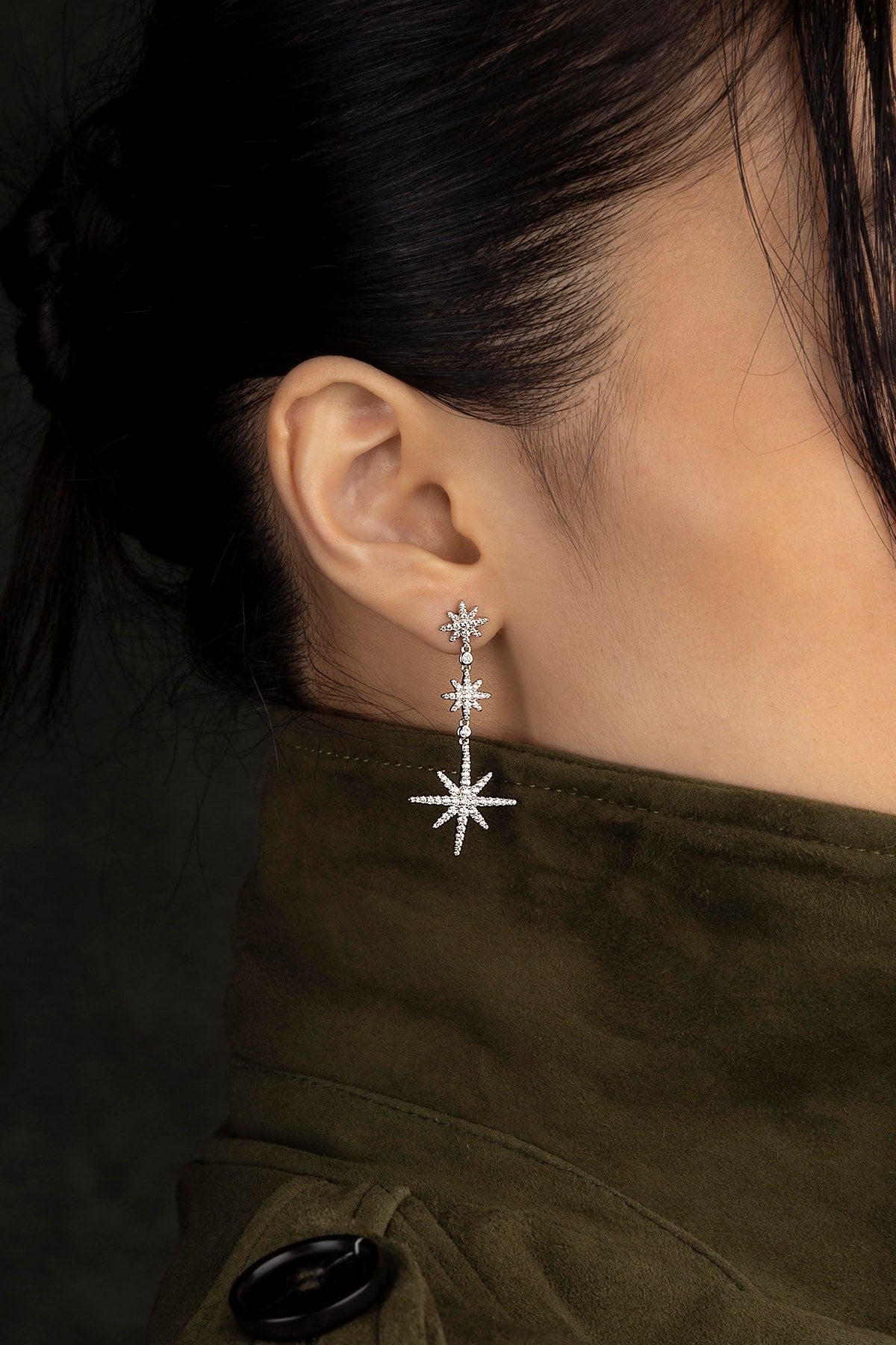 Boucles d'Oreilles Triple Météorites APM Monaco en argent
