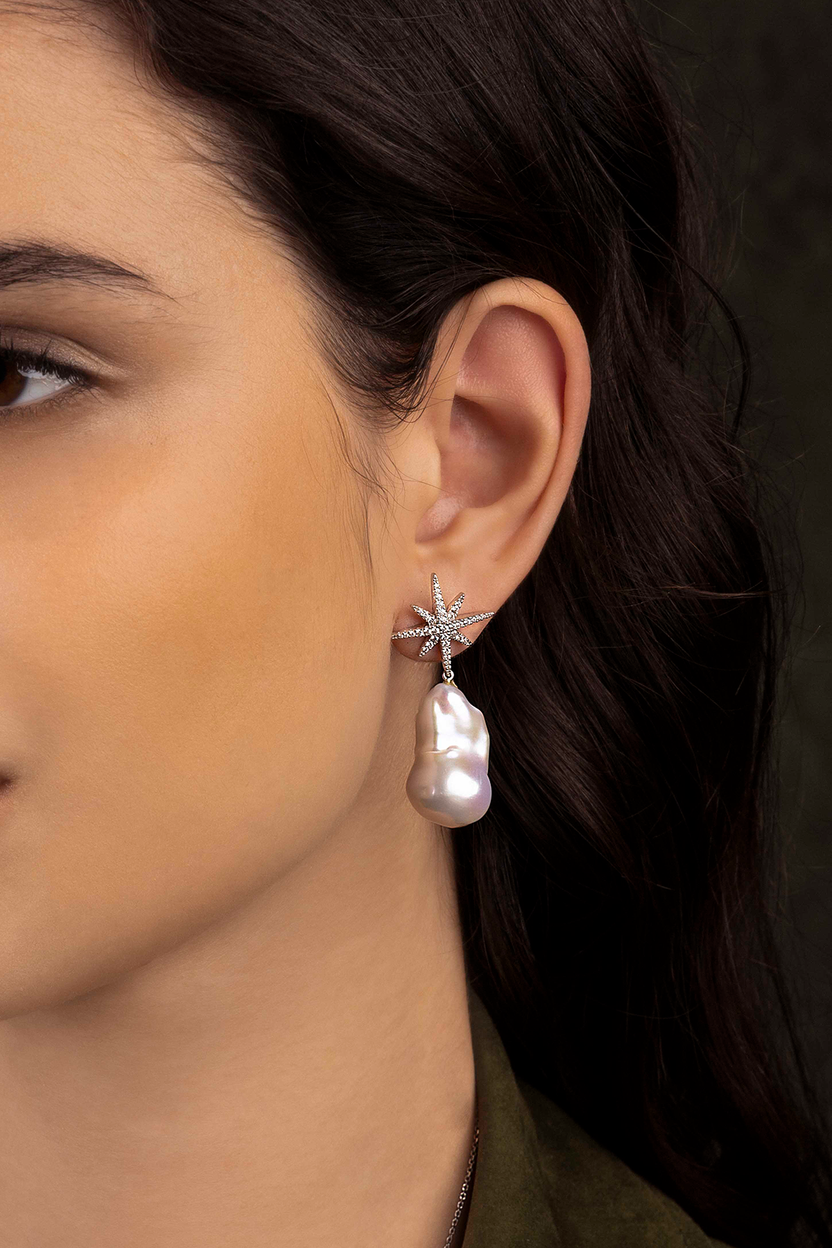 Boucles d'Oreilles Météorites avec Perles APM Monaco en argent