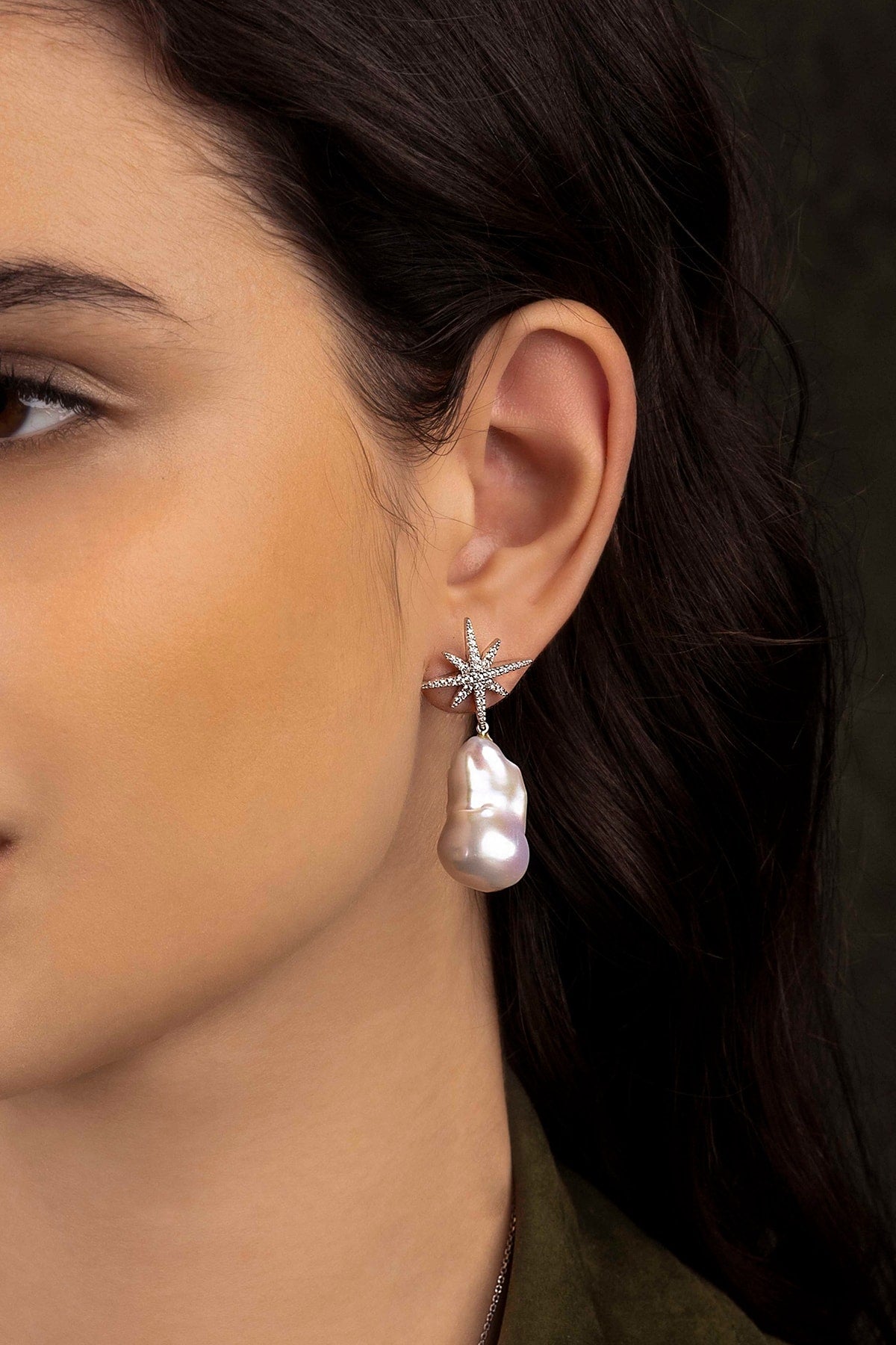 APM Monaco Boucles d'Oreilles Météorites avec Perles en Argent