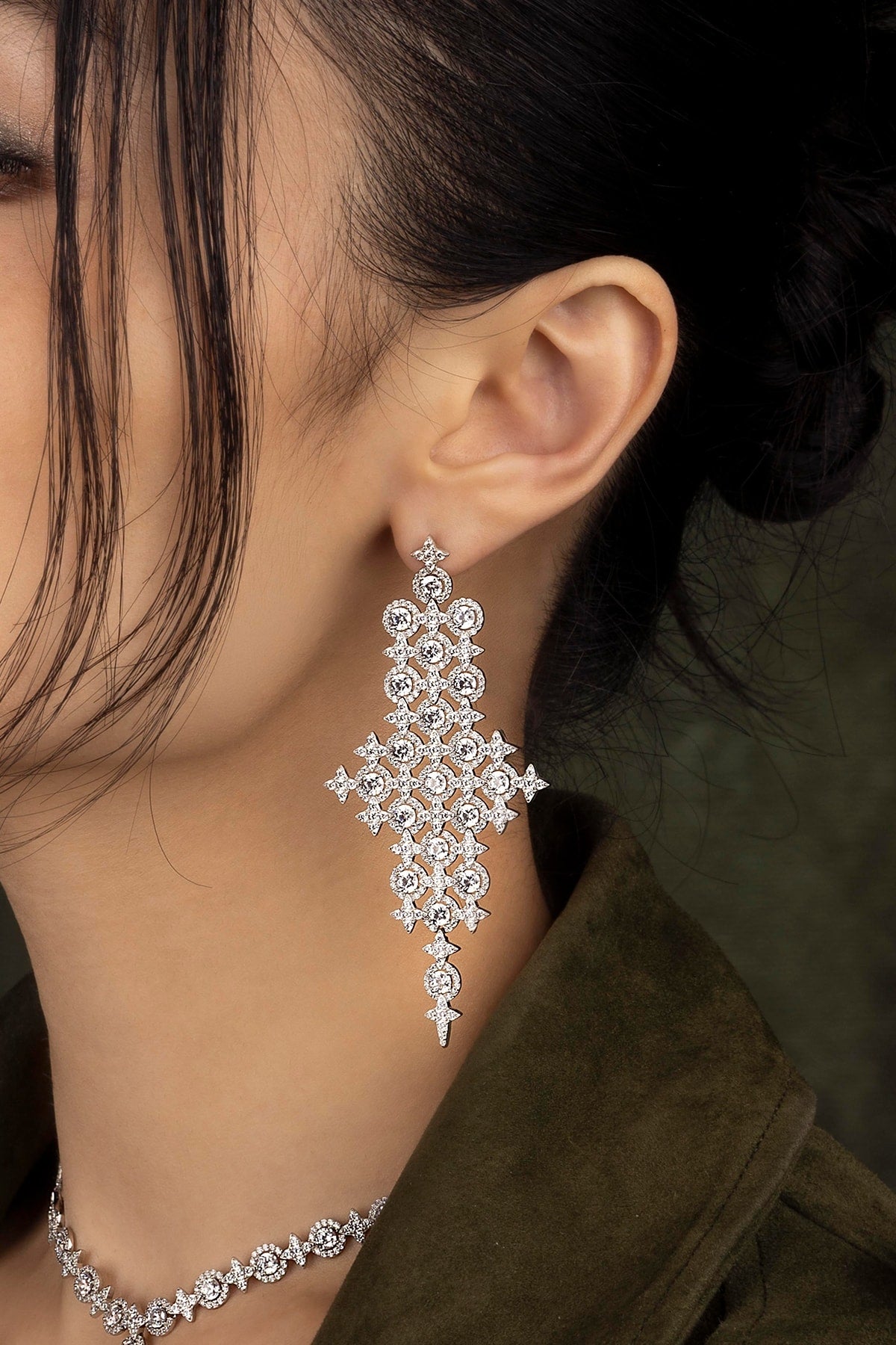APM Monaco Boucles d'Oreilles Météorites Pavé en Argent