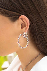 APM Monaco - Créoles Fuchsia Pavé avec Perles