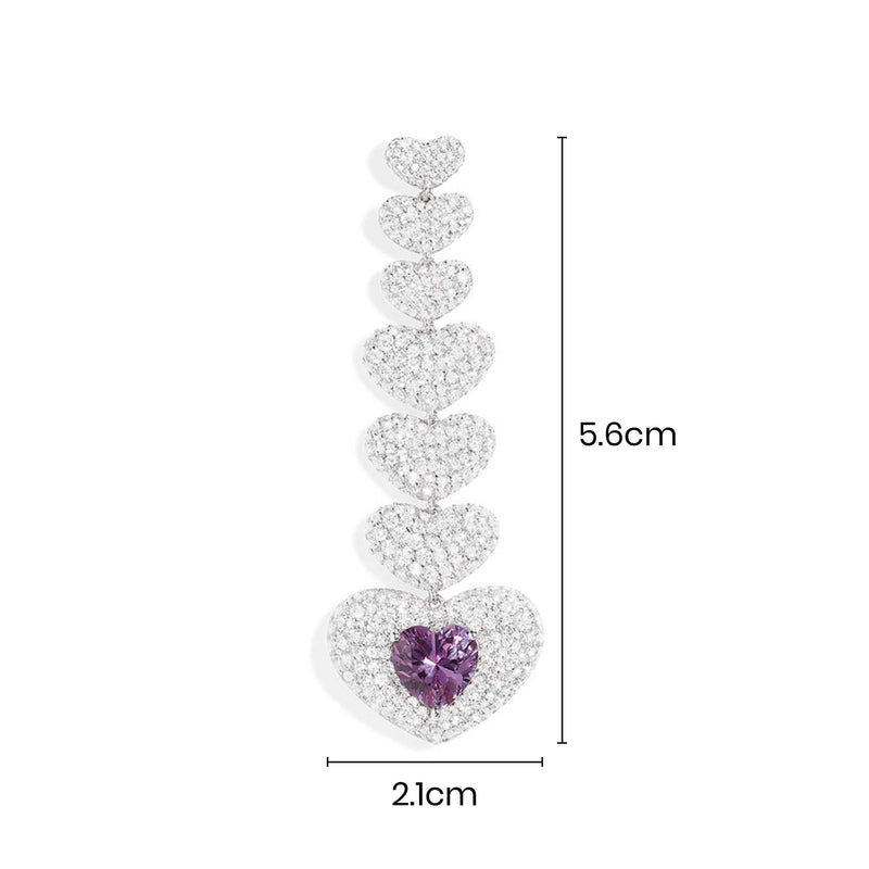 Boucle d'Oreille Individuelle Cœur Violet
